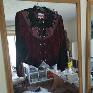 Diamon Leather Fringe Jacket L (12)